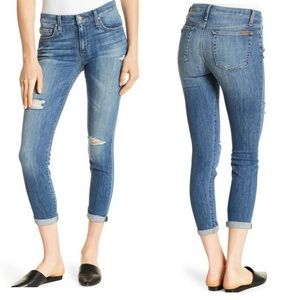 Joe's Jeans Daria Distressed High Rise Crop Jeans Medium Blue Wash 26
